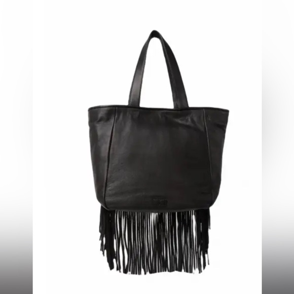 Frye Vivian Fringed Oversized Tote Black NEW - Picture 2 of 13